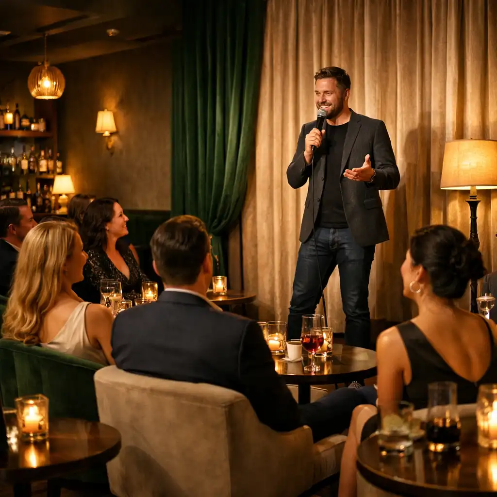 Stand-up comedy est elegáns lounge térben